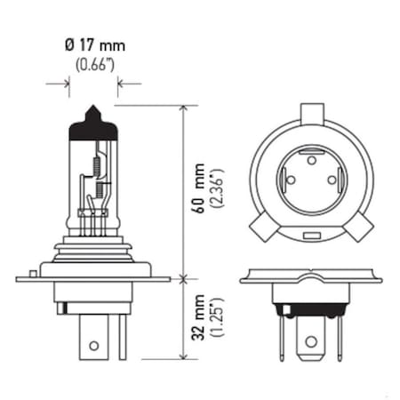 Hella Bulb H4 24V 75/70W P43T T4.6 Heavy Duty Bulbs, H424Vhd H424VHD